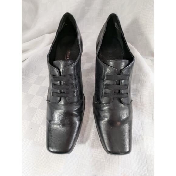 AEROSOLES! "FLEXATION" RUBBER SOLE, GENUINE BLACK LEATHER BOOTIES, HEELS! SZ 8M - Picture 4 of 10